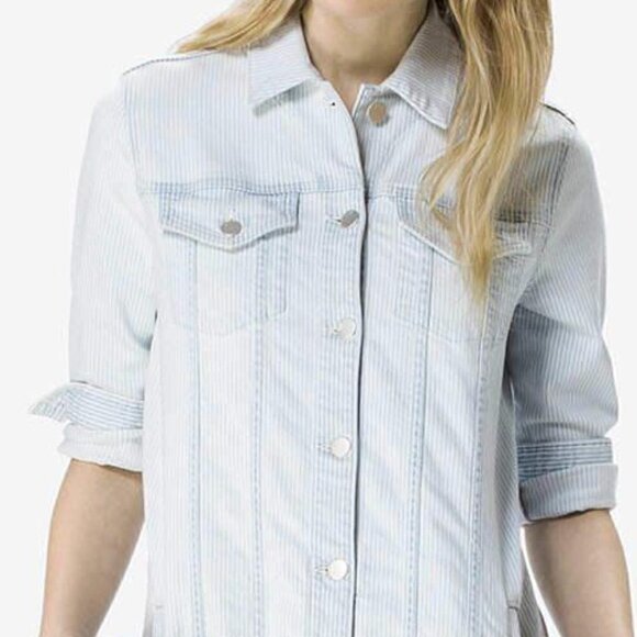 New J Brand Maxi Denim Bleach Striped Jacket Dress NWT Size XS - Picture 3 of 16